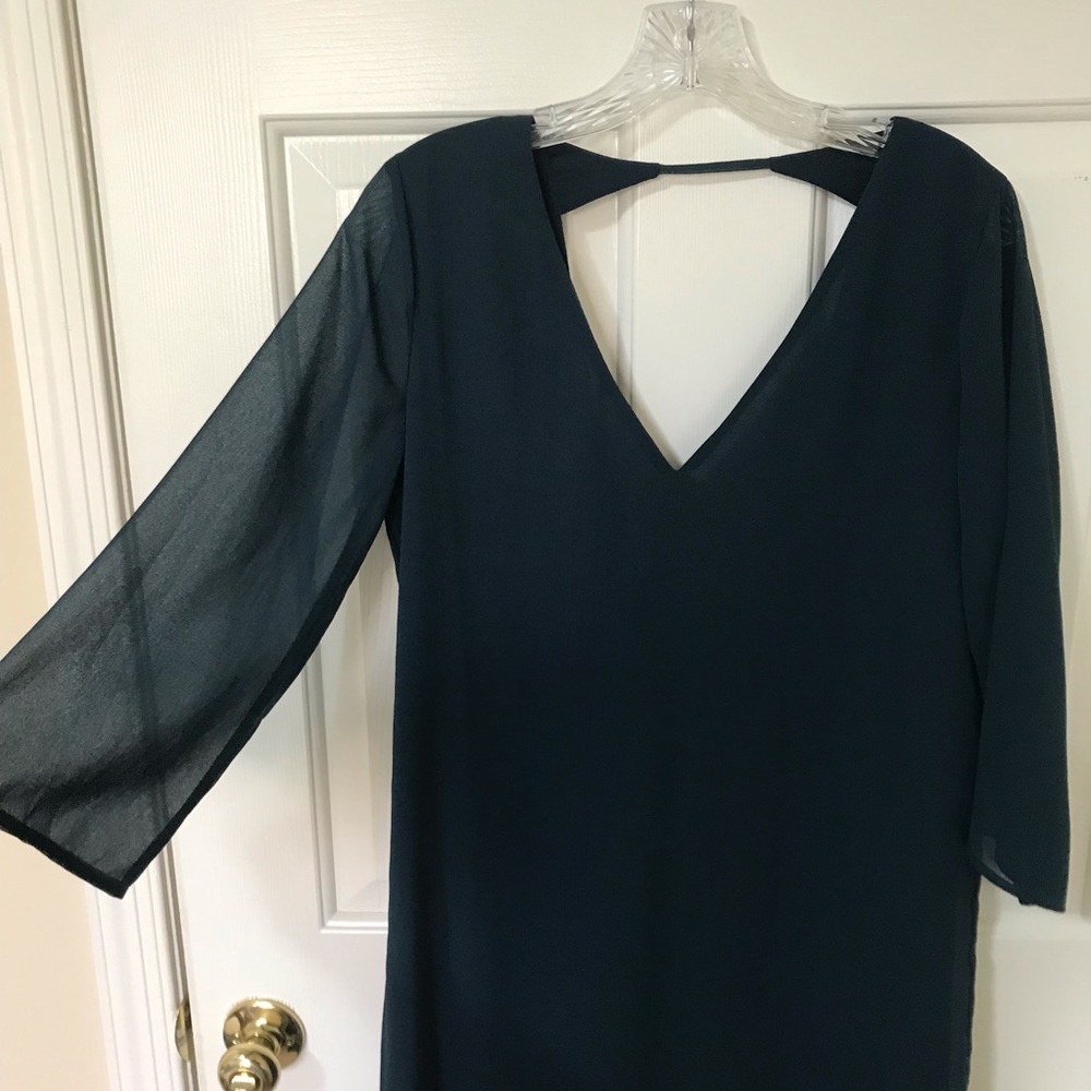 Ecote deep teal vneck 3/4 sleeve minidress